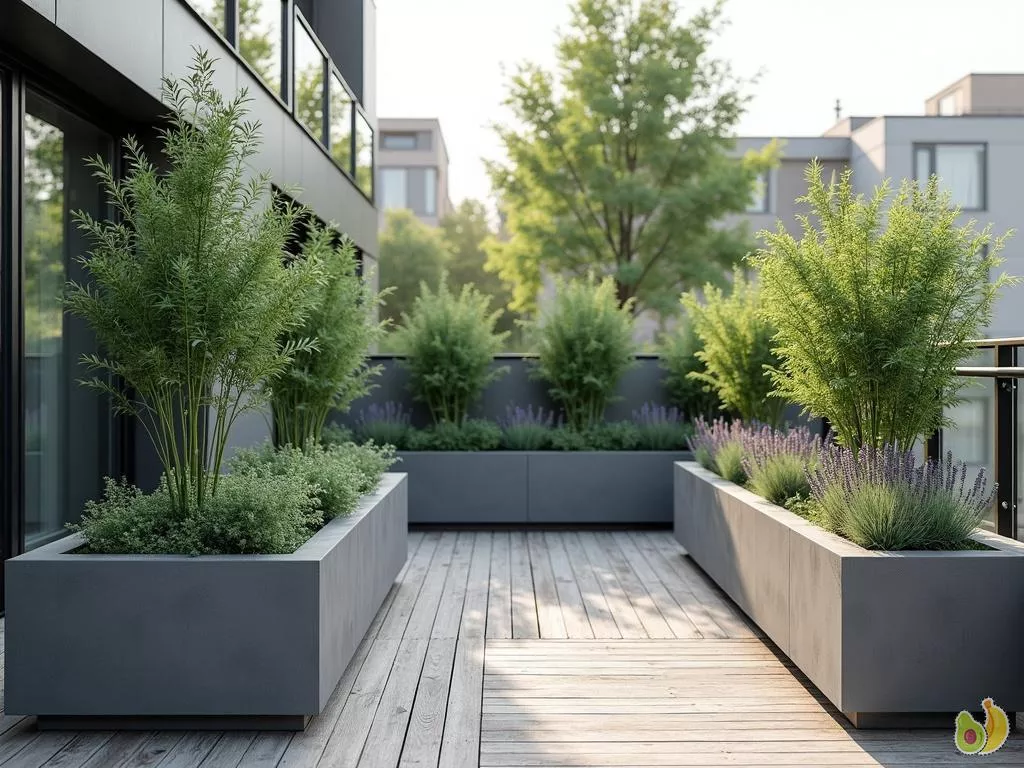 Jardinière en béton rectangulaire : design contemporain pour un jardin moderne